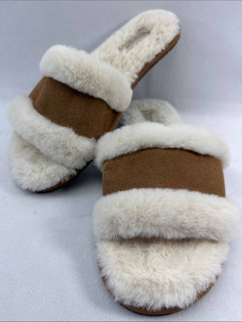 Koolaburra by UGG Chestnut Women's Faux-Fur Slide Slippers Cream Brown